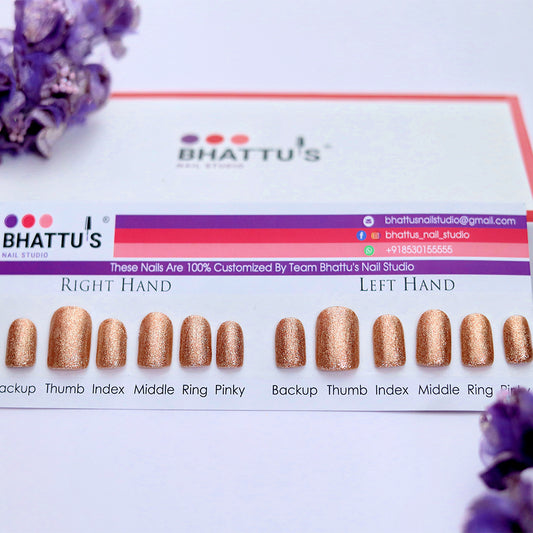 Copper Glitter Press On Nails