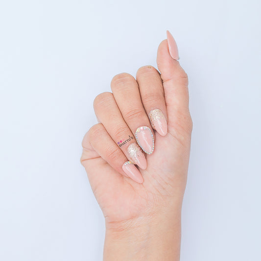 Copper Glitter with Diamond Press On Nails