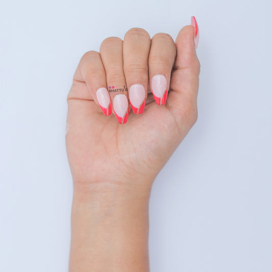 French with Copper Glitter Swirl Press On Nails