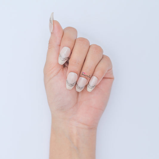 Glitter French with Chrome Swirls Press On Nails