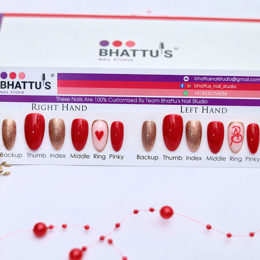 Initials with Heart Press On Nails