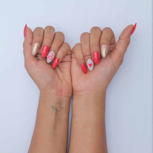 Initials with Heart Press On Nails