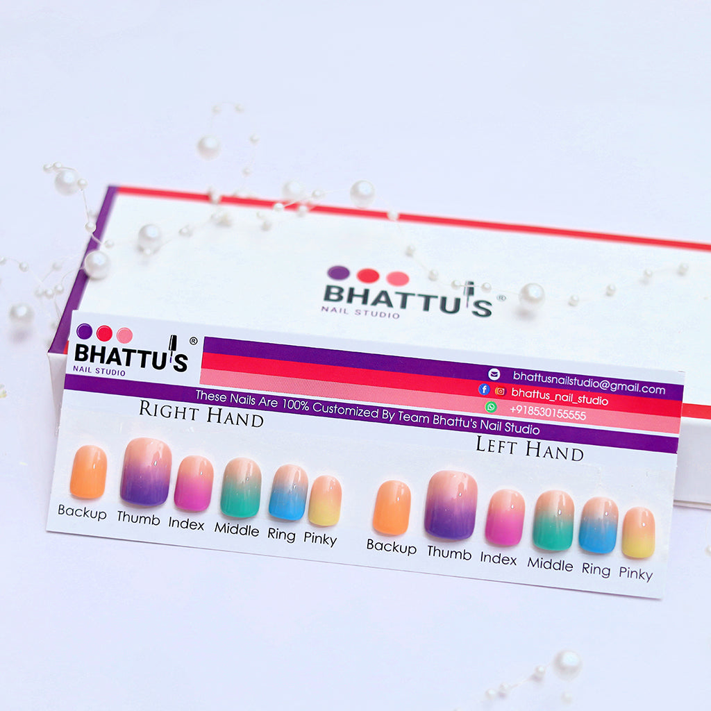 Multi Colour Ombre Press On Nails