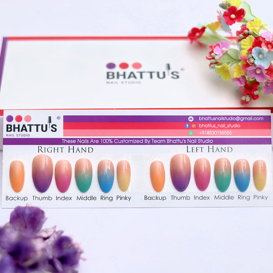 Multi Colour Ombre Press On Nails