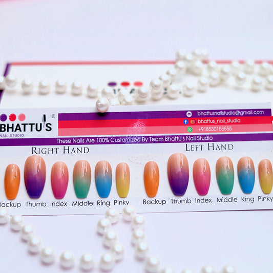 Multi Colour Ombre Press On Nails