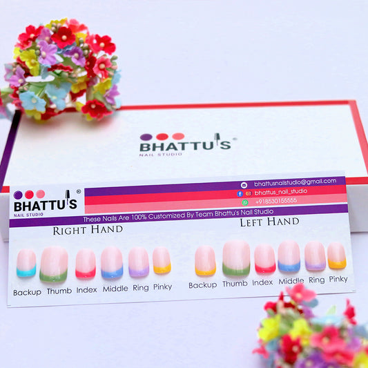 Multi Colour Pastel French Press On Nails