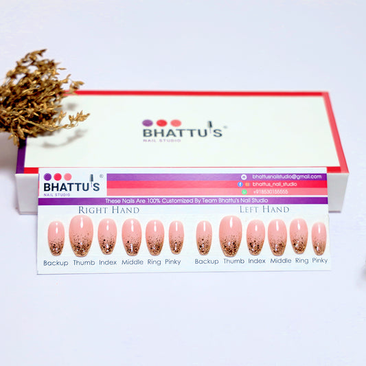 Nude Pink with Copper Glitter Ombre Press On Nails