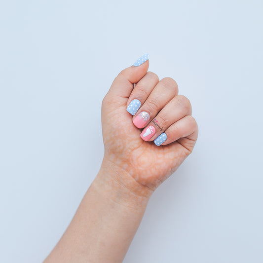 Pink & Blue with Baby Steps Press On Nails