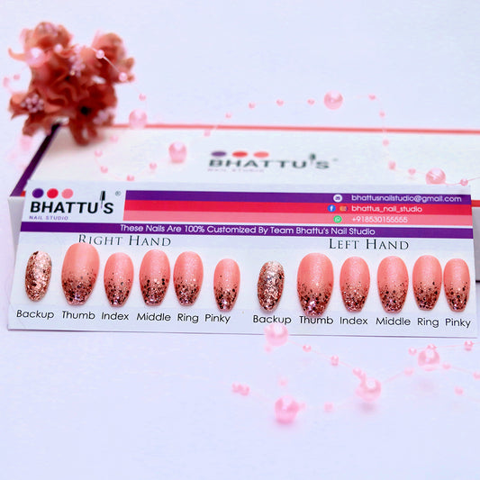 Rose Gold Glitter Ombre Press On Nails