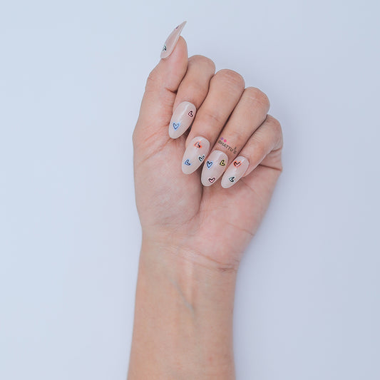 Tiny Multi Hearts Press On Nails