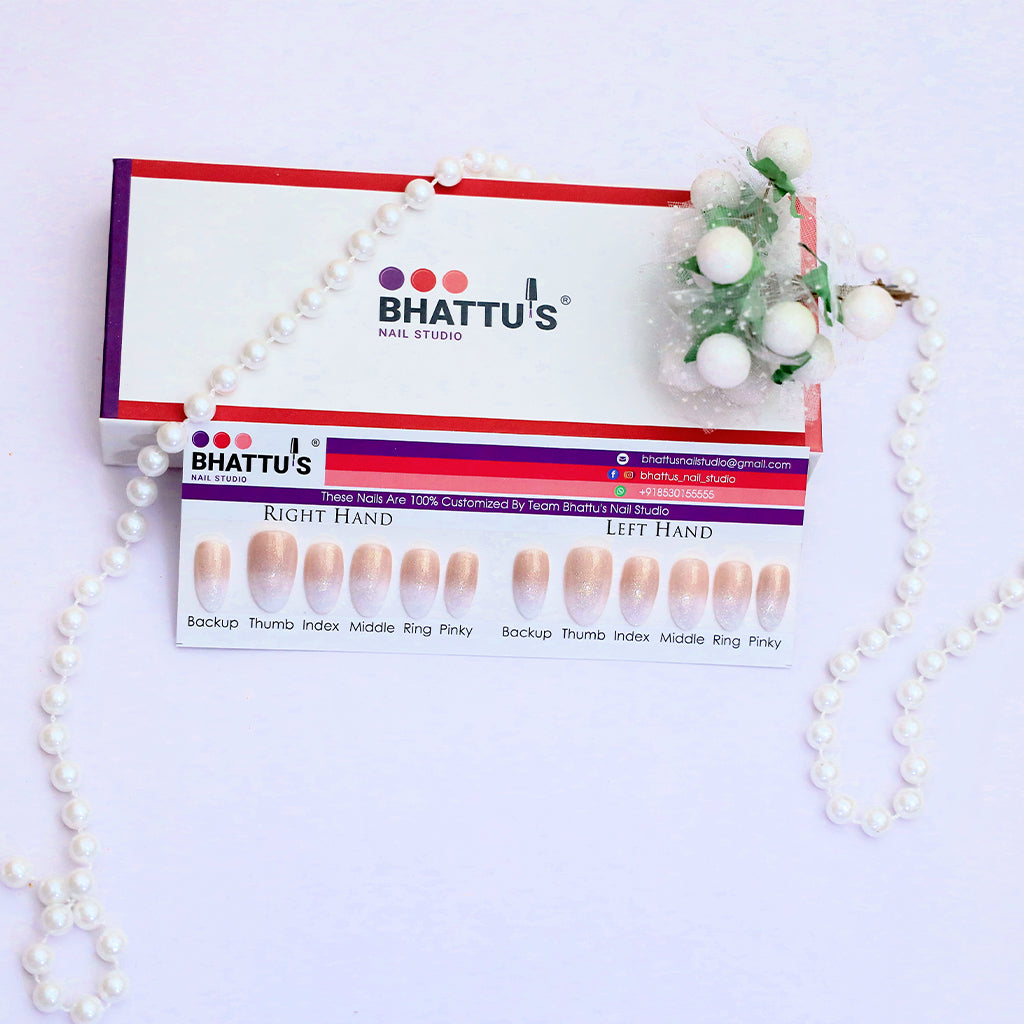 White Ombre with Glitter Press On Nails