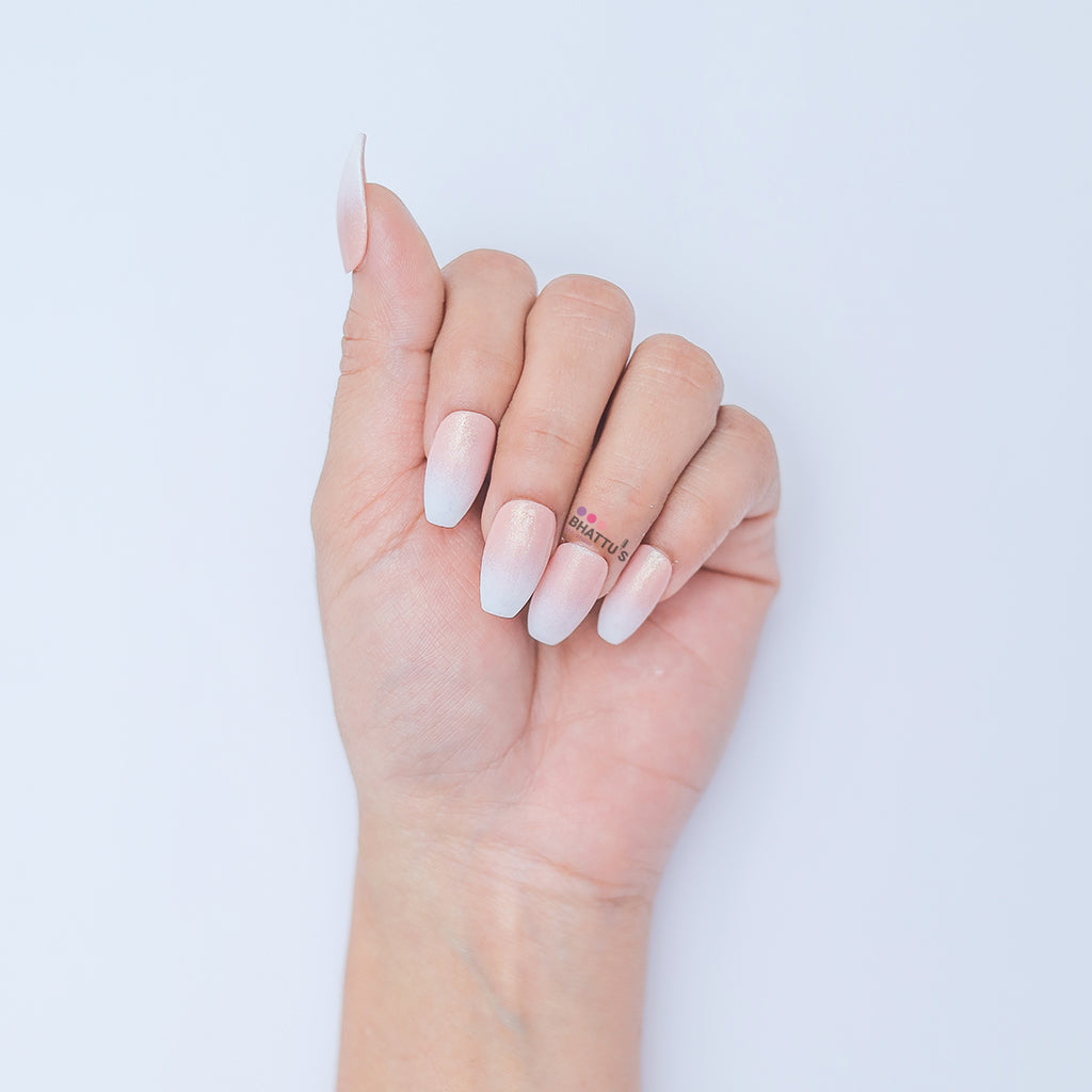 White Ombre with Glitter Press On Nails